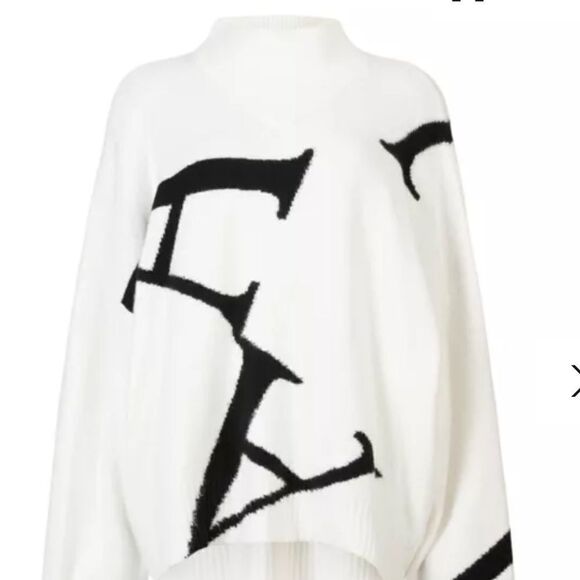 AllSaints A Star Sweater Black White Mock Neck Chunky Oversized Boxy NWT S $269 - Picture 3 of 6